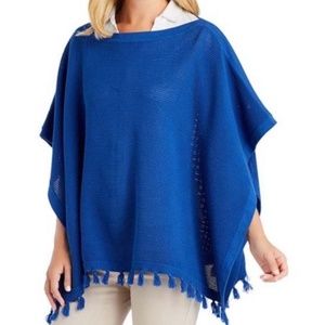 J. McLaughlin Asha Indigo Blue Poncho OS